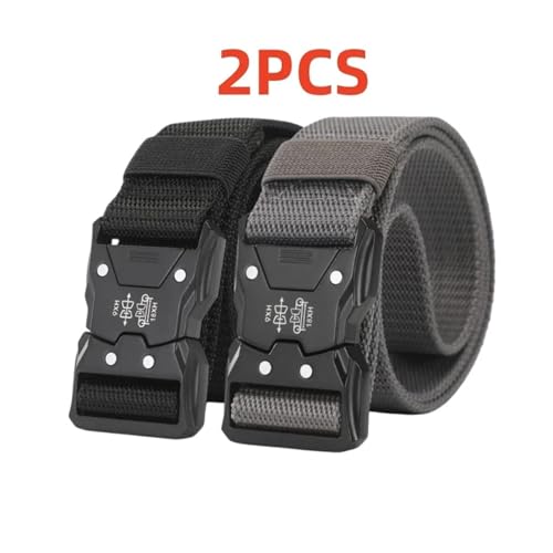2PC Tactical Waist Belt - Durable Automatic Buckle, Perfect for Outdoor Adventures(Grey Black)4