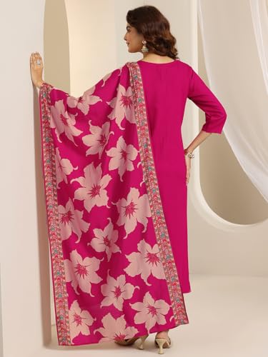 Image of Libas Embroidered Viscose Straight Kurta With Trouser and Dupatta