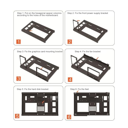 Gabinete para PC ATX, compatible con placas base ATX, Micro-ATX y Mini-ITX, estructura abierta con asa, refrigeración potente en acero de aleación miniatura 5