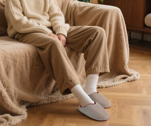 Image of KuaiLu Womens Supportive Memory Foam Slippers Felt Fuzzy Lined Heel Cushion Lightweight House Shoes for Indoor Outdoor