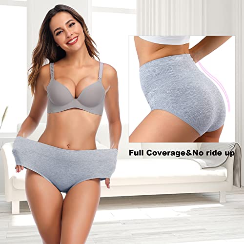 Image of Women's High Waist Cotton Underwear - Soft, Super Stretchy Briefs, Full Coverage Panties