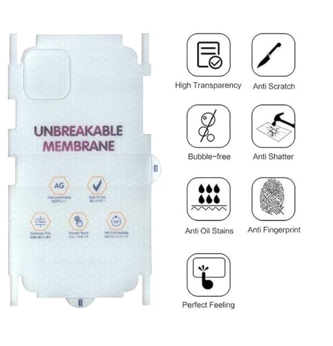 Image of MACLEN Matte Finish Full Body Cover Back Protector Compatible with iPhone 12 Pro | Unbreakable Membrane Scratch Guard Full Fit Protective, Case Friendly, (Back & Side) (Pack of 1)