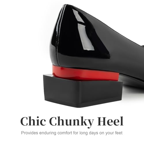 Image of LingxiaUne Dress Shoes for Women, Comfortable Dressy Flats, Womens Chunky Heel Pumps with Arch Support and Pointed Toe