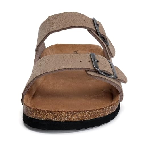 Image of Torotto Womens Slides with Cork Footbed Open Toe Adjustable Webbing Flat Sandals for Walking | Beach | Indoor