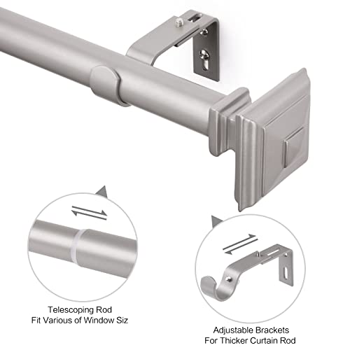 Euplar Curtain Rod-Euplar 1 Inch Antique Silver Curtain Rod With Square Finials thumb #3