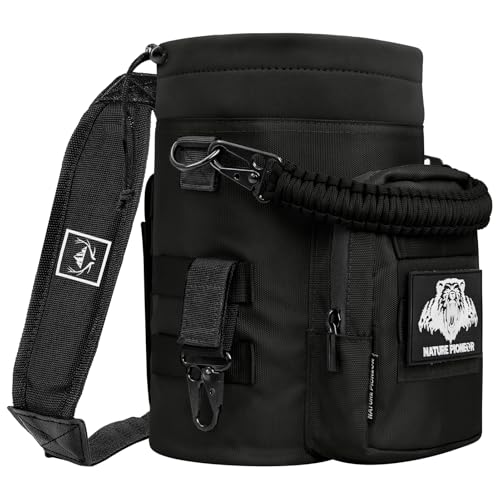 NATURE PIONEOR 32 64 128oz Tactical Water Bottle Pouch Multi-Function Tactical Water Bottle Bag with Adjustable Shoulder Strap Half/One Gallon Molle Strap Carrier Holder