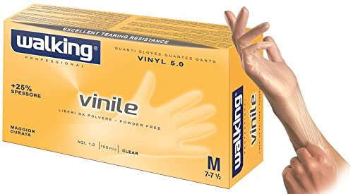 Walking Guanti Taglia M Vinile Spessore 25% Maggiore Durata Gialli 100 Pezzi