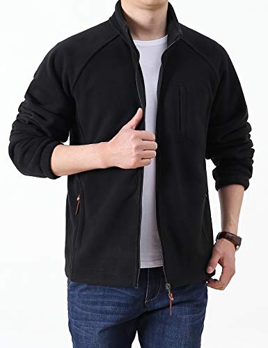 Locachy Men's Full-Zip Fleece Jacket Windproof Lightweight Outdoor Jackets with Pockets Hiking Work Outwear4