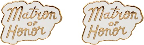 Image of Set of 2 Rose Gold inchMatron of Honor inch Enamel Lapel Pins (0.75 inch X 1 inch)