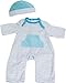 JC Toys | 4 Assorted Baby Doll Rompers and Hats | Pink + Blue + Light Pink + Purple | | Ages 2+ | Fits Dolls 10