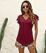 Women's Summer Tops Ruffle Sleeve V Neck Tunic Tops Business Casual Flowy Blouses for Women Red