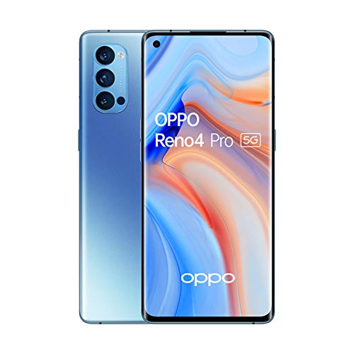 OPPO Reno 4 Pro - Smartphone 5G Débloqué - Téléphone 5G 256 Go - 12 Go de RAM - Batterie 4000 mAh avec Technologie de Charge Rapide SuperVOOC 2.0 / 65W - USB-C - Android 10 - Bleu Galactique