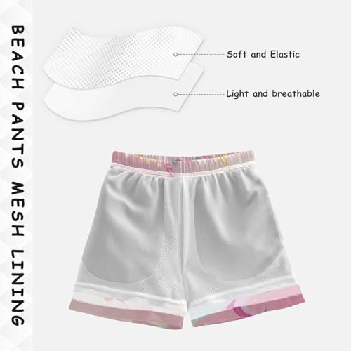 Pigsaly Boys Swim Trunks Unicorn Gold Flowers Boys Board Shorts Swimsuit Swimwear Summer Bathing Suit 2T4