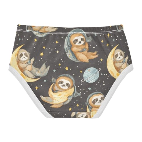 Wusikd Cartoon Sloths Space Girls' Underwear Cotton Cute Girls Briefs Soft Toddler Underwear 2T2
