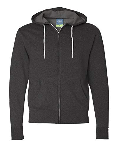 Independent Trading Co. Unisex Lightweight Full-Zip Hooded Sweatshirt, M Charcoal Heather - Main Image
