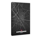 CFIOZYOS Black And White Map Murfreesboro TN City View Abstract Road Modern Map Art Print Poster Wall Office Home Decor Minimalist Line Art Hometown Housewarming Frame 12x18inch(30x45cm)