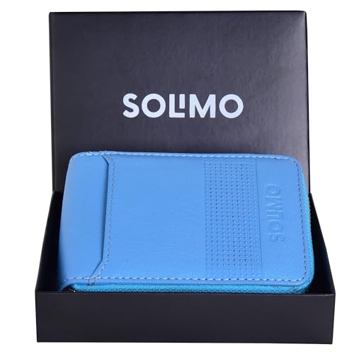 Image of Amazon Brand - Solimo Andrew Genuine Leather RFID Blocking Card Holder Ultra Strong Stitching 10 Card 2 Currency Holder 1 ID Window for Men and Women