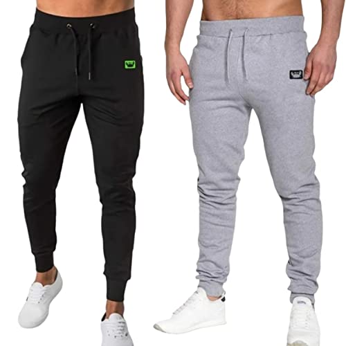 Kit 2 Calças De Moletom Apeluciadas Jogger Treino Academia Masculino Relaxado (GG, Cinza E Preto Sir
