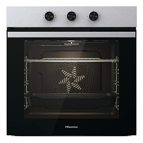 Hisense BI61111AX Horno Multifunción, Gran Capacidad 77L,Cocción Simultanea 5 Niveles, ventilador XXL, Pizza mode 300º, Puertas removibles Inox