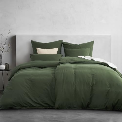 Duvetnova Bettwäsche 135x200 4teilig Superweiche Vorgewaschene Mikrofaser Baumwollähnlich ÖKO-TEX 2 Bettbezüge 135 x 200+2 Kissenbezüge 80x80-alle mit Reißverschluss Bettwäsche Grü