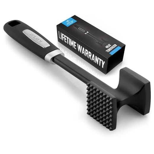 Zulay Kitchen 10 Inch Meat Tenderizer Hammer - Dual-Sided Meat Mallet Tenderizer With Comfortable Grip Handle - Heavy Duty Metal Meat Pounder Tool For Tenderizing Beef, Poultry, Steak & More (Black)