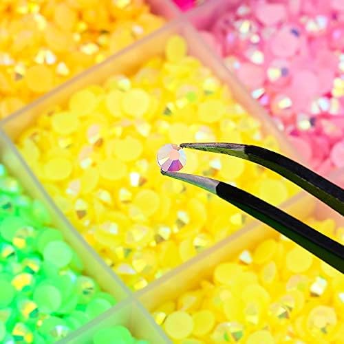 Promotion Resin Rhinestone Mix Color and Size Round Flatback Glue On Stones for DIY Nail Art - (Style A, Color: 4MM 24 grids)
