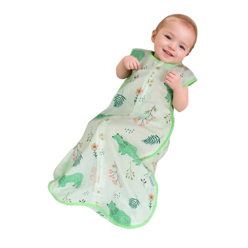 Image of Baby Sleeping Sack Muslin Cotton, Soft Wearable Blanket for Summer, 0.5 Tog Sleeveless Sleep Sack for Newborns (0-3M), 6-12M, 0-12 Months, Lightweight Infant Sleep Bag for Boys & Girls