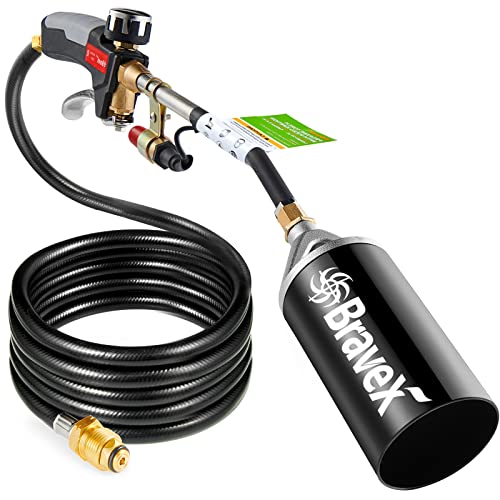 snow propane - Propane Torch Weed Burner Torch - Weed Torch with Push Button Igniter and 6.5 ft Hose, High Output Outdoor Torch Kit for Garden Stumps Wood Ice Snow Roofing