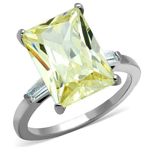14x10 Radiant Cut Light Yellow CZ Baguette Sides Stainless Steel Engagement 5-10