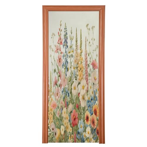 FLildon Spring Elegant Flowers Door Cover Decoration, Party Accessory Porch Decor for Festive Ornament Room Door Covers 32 x 79 Inch