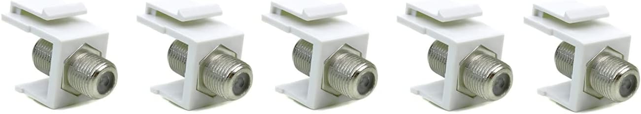 RiteAV White Coax Cable F Type Keystone Jack Coupler Connector Female to Female (25 Pack)