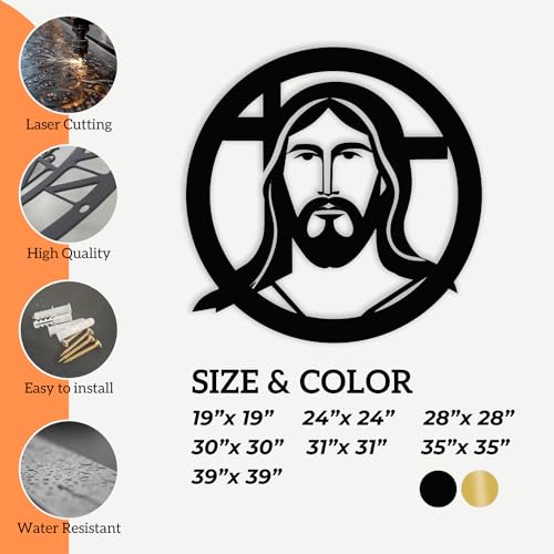 Décoration murale métal Jésus minimaliste moderne noir grand format - 3