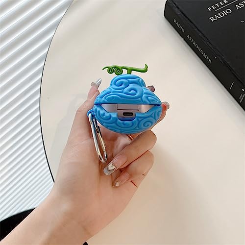 Image of for Samsung Galaxy Buds 2 Pro /Pro /2 /Live /FE Cover, Cute Popular Cartoon Devil Fruit Shape Silicone Headphone Case with Hook (Blue)