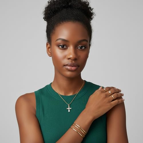 18K Gold Plated Cross Pendant Necklace for Women – Elegant Copper Chain with Sparkling Cubic Zirconia, Women's Jewelry Gift3