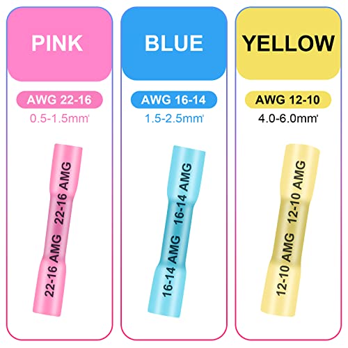 540Pcs Crimp Heat Shrink Butt Fork Spade Ring Hook Connectors Kit For Wiring,Marine Assorted Crimp Heat Shrink Electrical Wire Connectors,22-10 Gauge Crimp Wire Terminals Connector Heat Shrink #TOP4