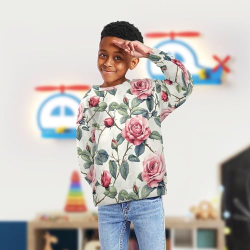 JUNZAN Spring Flowers Beauty Rose Kids Boys Pullover Hoodie Long Sleeve Outerwear for Kids Camping 4T4