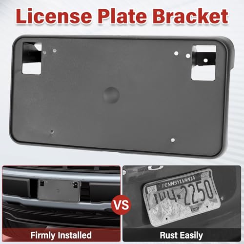 Image of License Plate Bracket Accessories for Chevrolet Chevy Silverado 1500 2016 2017 2018, Silverado 1500 LD 2019, Front Bumper License Plate Holder Replacement Frame Black Mount