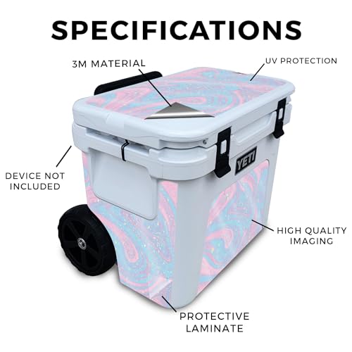Image of Glossy Glitter Skin Compatible with Yeti Roadie 32 Wheeled Cooler - Cotton Candy Swirl - Premium 3M Vinyl Protective Wrap Decal Cover - Easy to Apply | Crafted in The USA by MightySkins