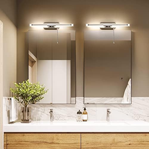 MantoLite LED Bathroom Wall Light with Zipper Cord, 40CM Picture Display Lamp Mirror Lighting Wall Sconce Fixtures for Hotel Restaurant Modern Reading Lamps,8W 3000K Stainless Steel Acrylic Lights