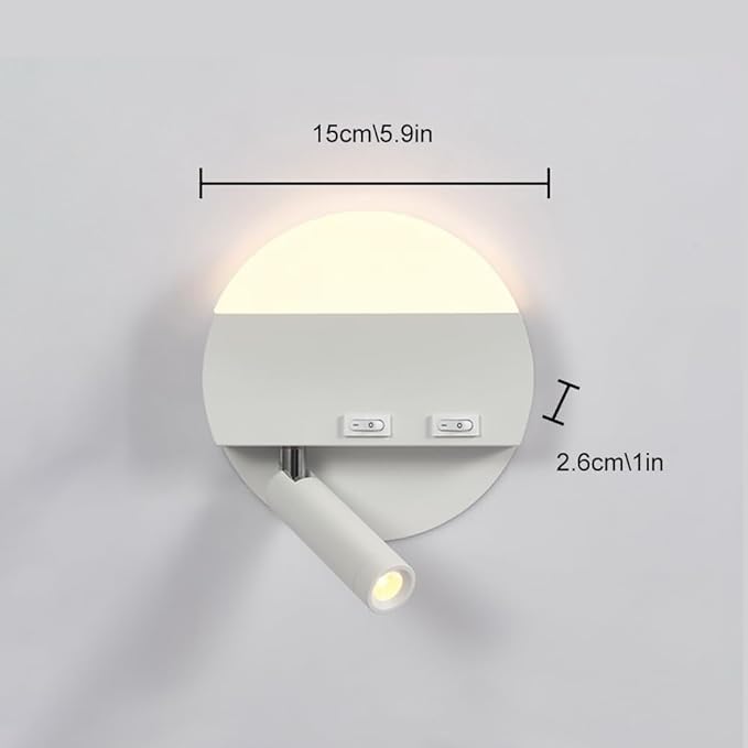 SWEMOPP 2-Light Reading Light Wall Mounted LED Bed Lamp Hardwired Bedroom Wall Light Round Warm White Night Light Round Rotatable Adjustable Modern Bedside Wall Sconce For Living Room Hallway Bathroom photo 2