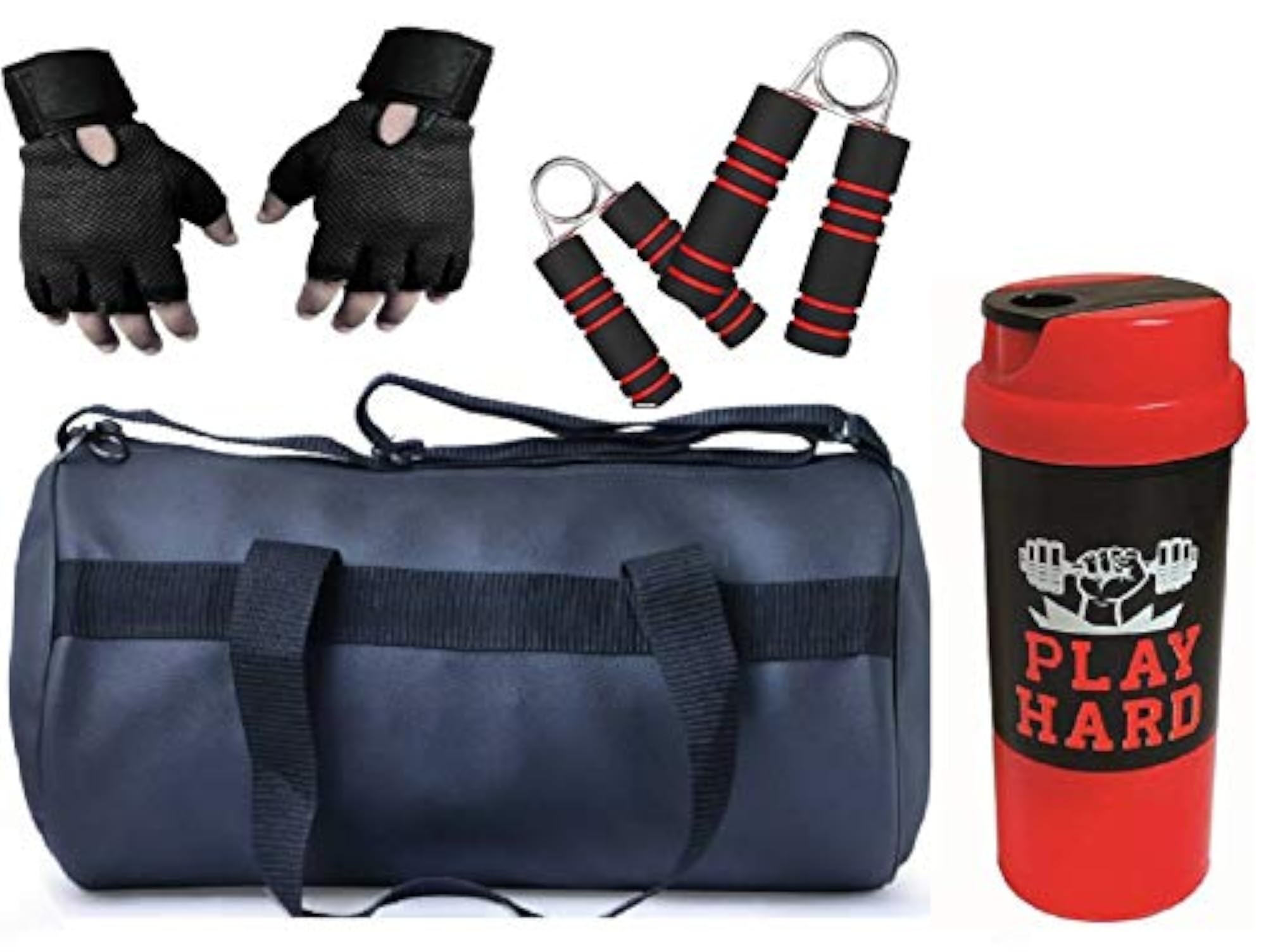 Leather Antique Gym Bag with Protein Shaker and Gloves Combo