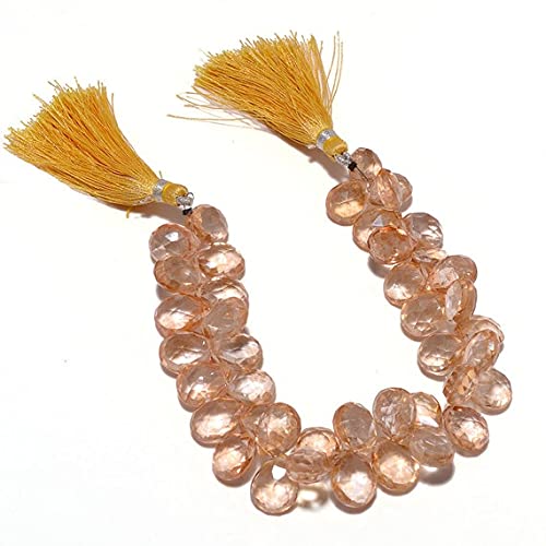 LKBEADS Powlekane kryształowe koraliki, mikro fasetowane koraliki gruszkowe, kolor cytrynowy 10 x 14 mm koraliki, 10 cm