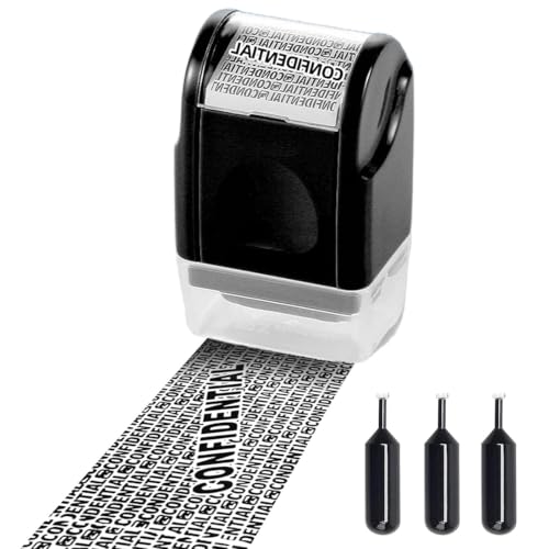 1 Stück datenschutz rollstempel mit 3 Nachfüllungen, Identitätsdiebstahl-Prävention Sicherheitsstempel, Einfach zu verwenden Datenschutzstempel für Papierunterlagen für Identität Privatsphären