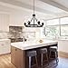 Lanhall 6-Light Farmhouse Chandelier Light Fixture Dining Room Lighting Fixtures Hanging Wagon Wheel Chandelier Kitchen Island Pendant Lights Modern Black Industrial Rustic Adjustable Height Metal
