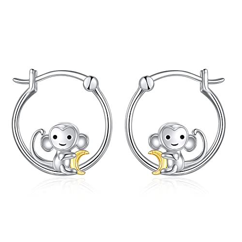 Boucles d'oreilles singe argent sterling : cadeau idéal anniversaire fille