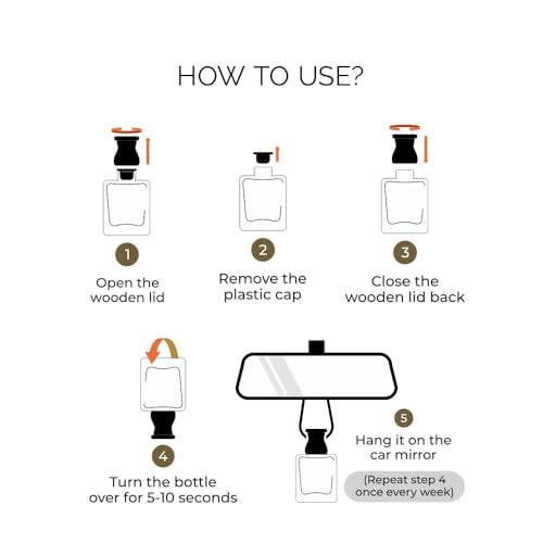 Image of Evair Gardenia Car Air Freshener | Hanging Car Perfume | Premium Car Fresheners | Car Aroma with Essential Oils| Hanging Perfume for Car in Glass Bottle with Wooden Diffuser Lid (10ml, Pack of 1)