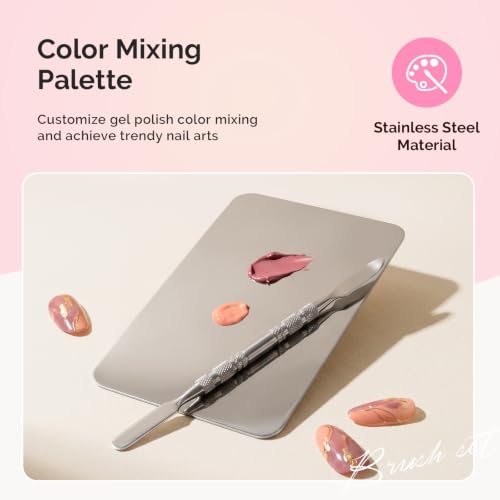 Image of MelodySusie Nail Art Brushes Set, 15 Pcs Pink Nail Brushes, 5 Pcs Dual Tipped Sculpture and Dotting Brushes, Brush Holder, Palette, and Color Mixing Brush, Tools for Manicure Design Home and Salon