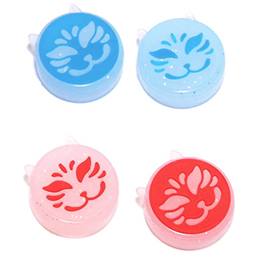 FANPL Cute Fox Glitter Thumb Grip Caps for Nintendo Switch & OLED Model Joy Con & Switch Lite, Soft Silicone Joystick Cover for Switch Joycon Controller, 4PCS (Red & Blue)