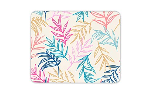 Multi Coloured Arty Leaf Pattern Mouse Mat Pad - Girl Fun Computer #14751