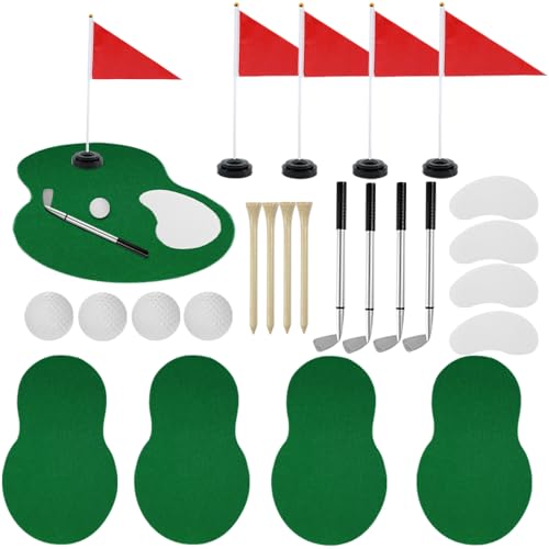 4 Set Golf Table Centerpieces Golf Party Decorations Including Golf Balls Green Mats Clubs Tees Sand Traps Red Flags & Stands Golf Pen for Sport Themed Birthday Party Decor